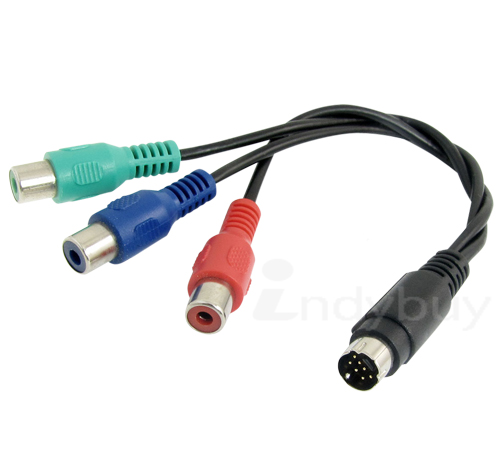 25CM 7-Pin S-Video to 3 RCA RGB Component TV HDTV Cable